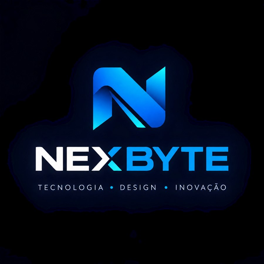 Logo NexByte em azul e ciano